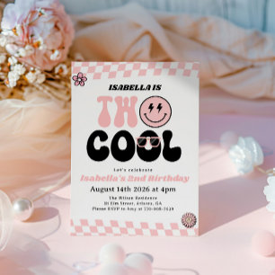 Invitation Visage Souriant Rose Deux Fille Cool 2ème Annivers