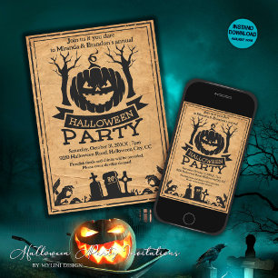 Invitation Vitage Papier Citrouille Éffrayant Adult Halloween