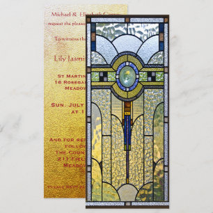 Invitation vitrail art déco baptême mariage inviter