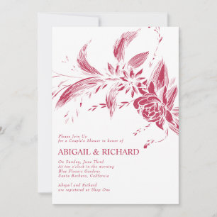 Invitation Viva magenta fleurs roses mariages couples douche