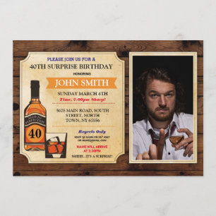 Invitation Vive la perfection Birthday Wood Whisky Photo