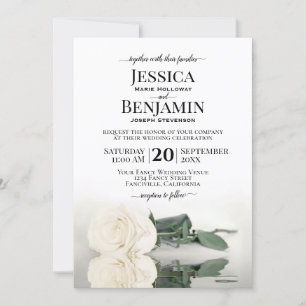 Invitation Vive Rose blanche épaisse Mariage