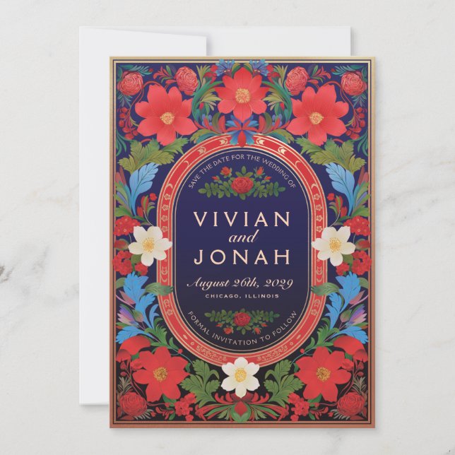 Invitation VIVIAN I Mariage floral Enregistrer la date Invita (Devant)