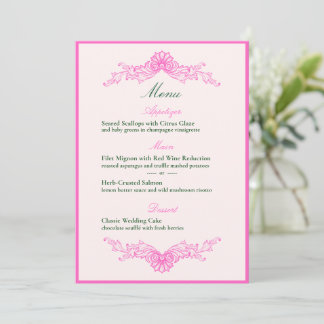 Invitation Vivid Pink Y2K Anime Gothic Cat Wedding Menu