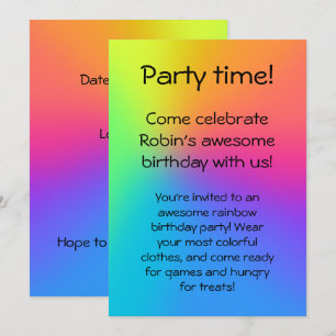 Invitation Vivid Rainbow Ombre Anniversaire