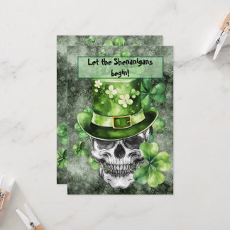 Invitation Vivid Skull with Green Hat Illustration