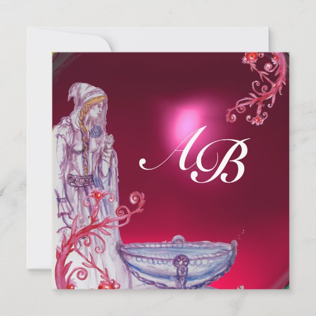 Invitation VIVIEN MONOGRAM rouge rubis (Devant)