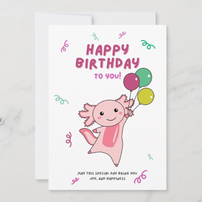 Invitation Vœux d'Axolotl Joyeux Anniversaire À Vous Axolotls (Devant)