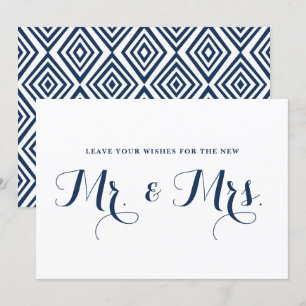 Invitation Vœux de calligraphie moderne Navy pour enseigne M.