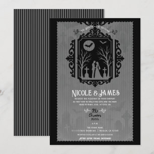 Invitation Vœux de cimetière Mariage gothique noir et gris