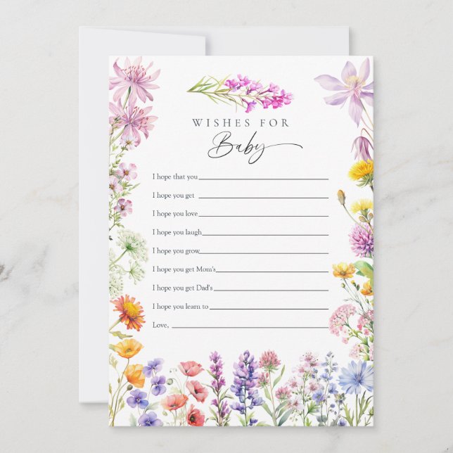 Invitation Vœux de fleur sauvage de printemps été pour bébé (Devant)