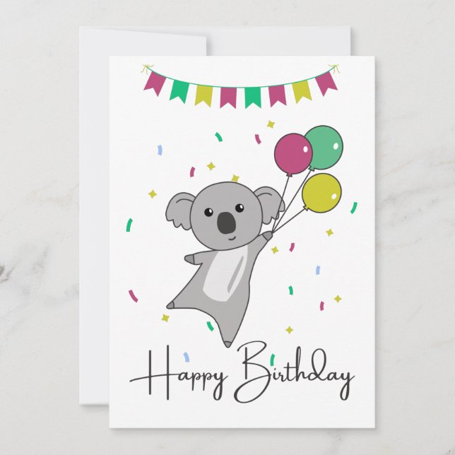 Invitation Vœux de koala Joyeux anniversaire à vous Koalas (Devant)