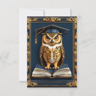 Invitation 🎓 Vœux de remise de diplôme de chouette pour la c