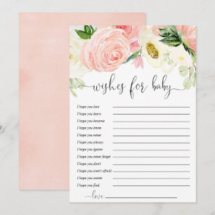 Invitation Voeux pour Baby Card Pink or vert vert fleuri