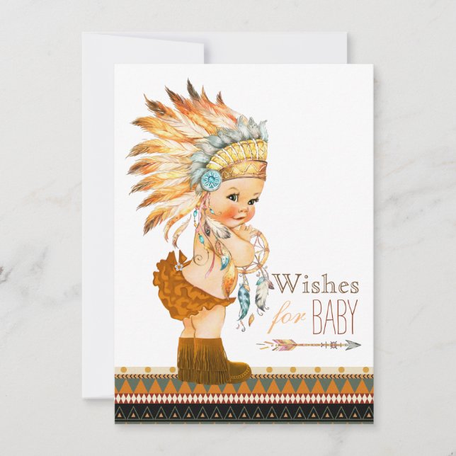Invitation Vœux pour Baby Shower Baby Sauvage et Libre (Devant)