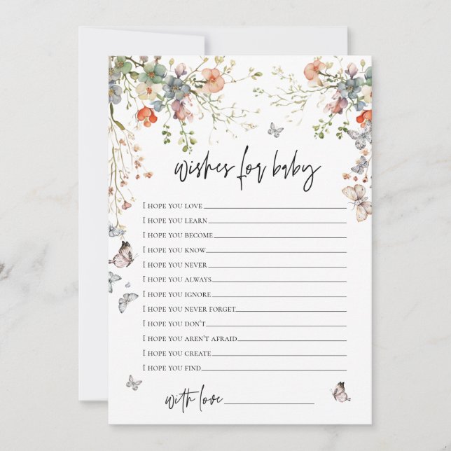 Invitation Voeux pour Baby shower Fleur sauvage bébé (Devant)