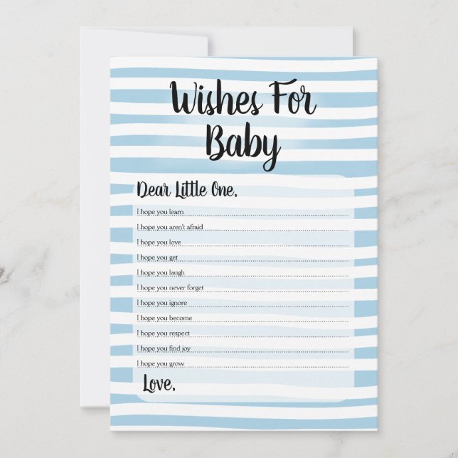 Invitation Voeux Pour Baby shower Jeu Bleu Blanc (Devant)