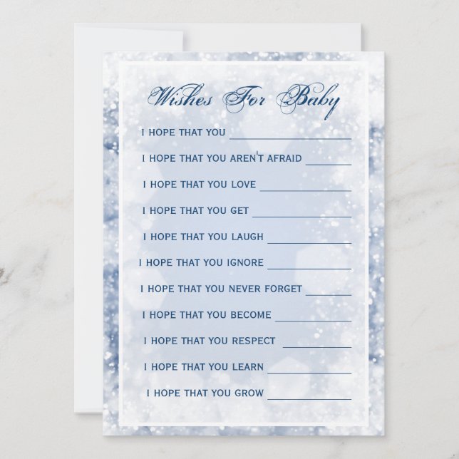 Invitation Voeux Pour Baby shower Nuit Étincelle Bleu (Devant)