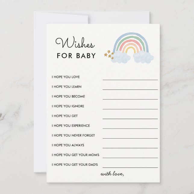 Invitation Voeux pour bébé Pastel Baby shower arc-en-ciel (Devant)