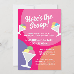 Invitation Voici la crème glacée pour gosse scoop fête d'anni