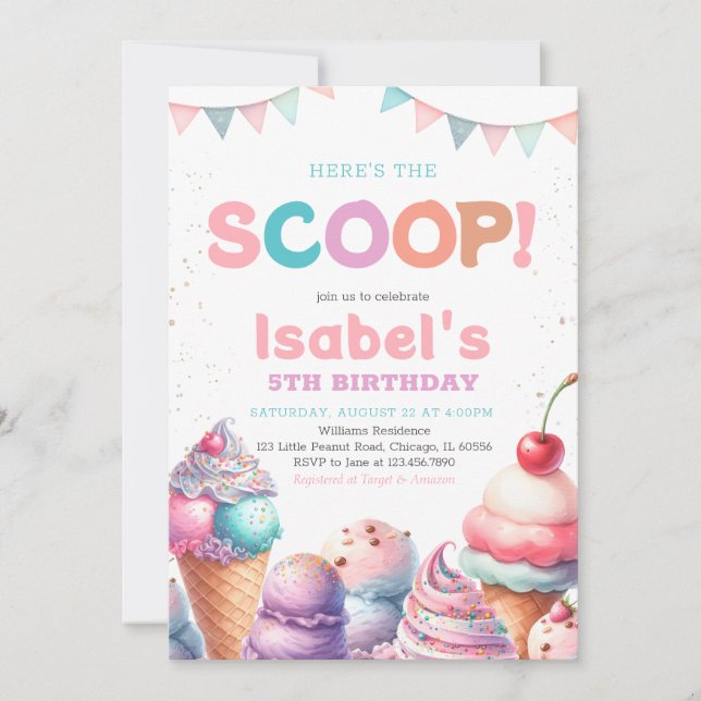 Invitation Voici la crème glacée Scoop Anniversaire (Devant)
