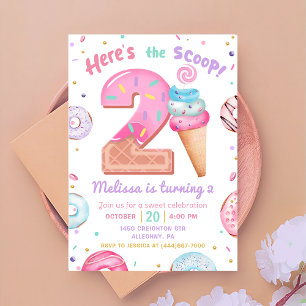 Invitation Voici la crème glacée Scoop Donut 2e anniversaire