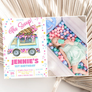 Invitation Voici la crème glacée Scoop Girls 1er anniversaire