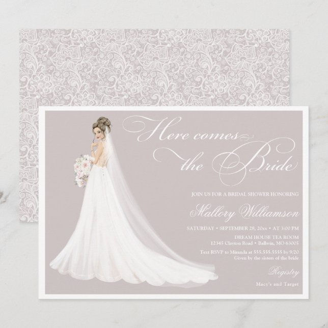 Invitation Voici la douche de mariée (Devant / Derrière)