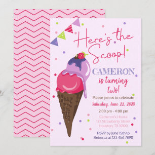Invitation Voici la fête d'anniversaire de la crème glacée Sc