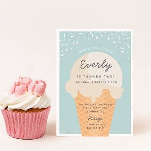 Invitation Voici la fête d'anniversaire de la crème glacée Sc