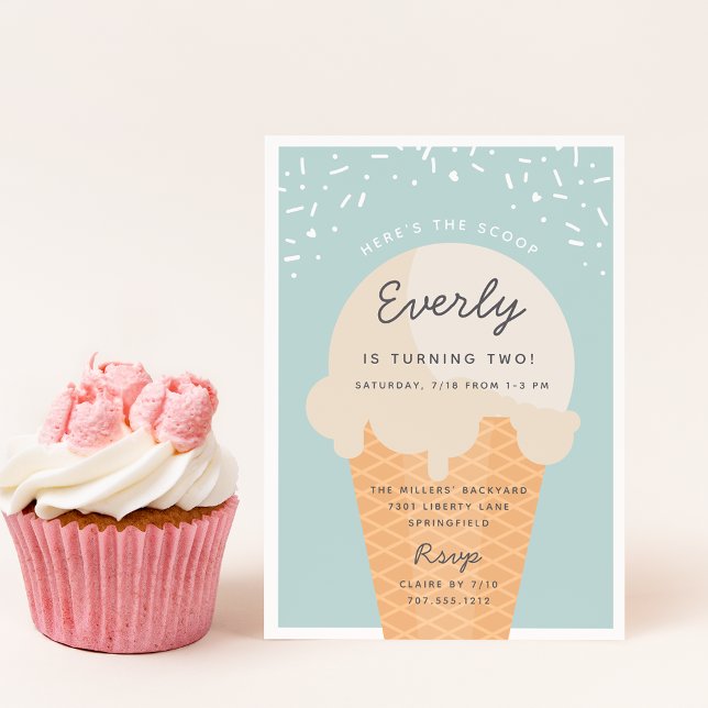 Invitation Voici la fête d'anniversaire de la crème glacée Sc (Créateur téléchargé)