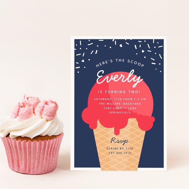 Invitation Voici la fête d'anniversaire de la crème glacée Sc (Créateur téléchargé)