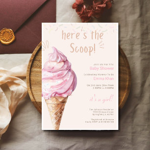 Invitation Voici la fille Baby shower de crème glacée Scoop