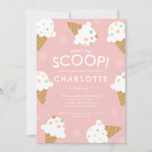Invitation Voici la Glace Pastel pour Fête d'Anniversaire Sco