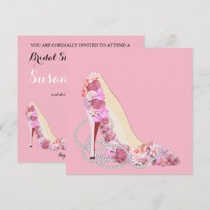 Invitation Voici La Mariée Rose & Fleurs Diamonds Party