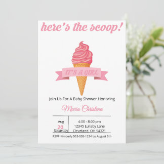 Invitation Voici la nouvelle – C'est une fille Baby Shower