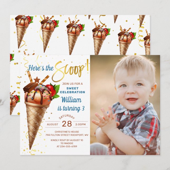 Invitation Voici la photo de la fête d'anniversaire de la crè (Devant / Derrière)