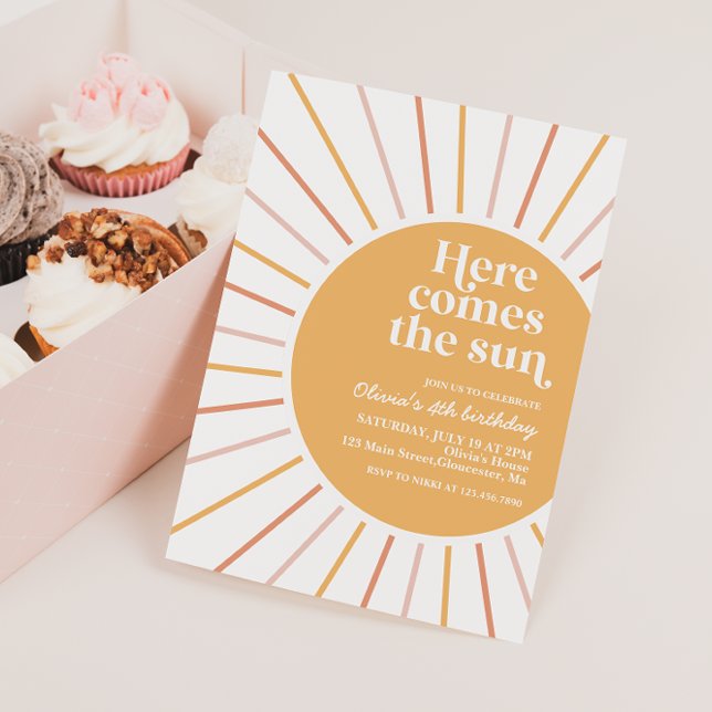 Invitation Voici l'anniversaire du Soleil Boho (Créateur téléchargé)