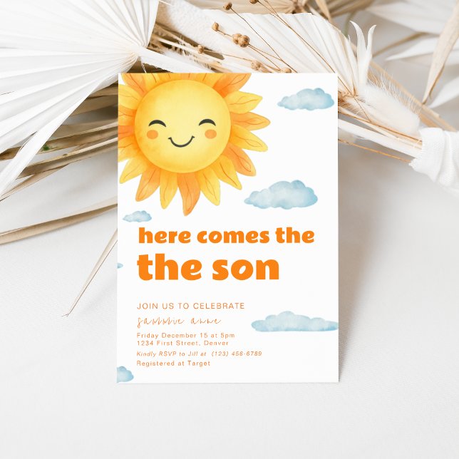 Invitation Voici Le Baby shower À Thème Son Soleil (Créateur téléchargé)