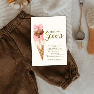 Invitation Voici le Baby shower de crème glacée Scoop Bow