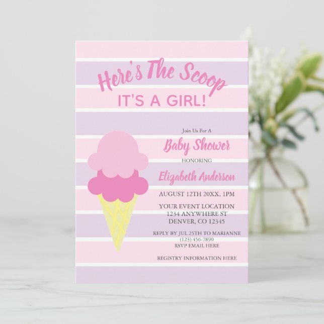 Invitation Voici le Baby shower d'été de la crème glacée Scoo (Debout devant)