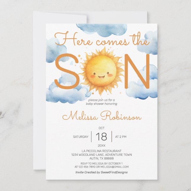 Invitation Voici le Baby shower du Fils (Devant)