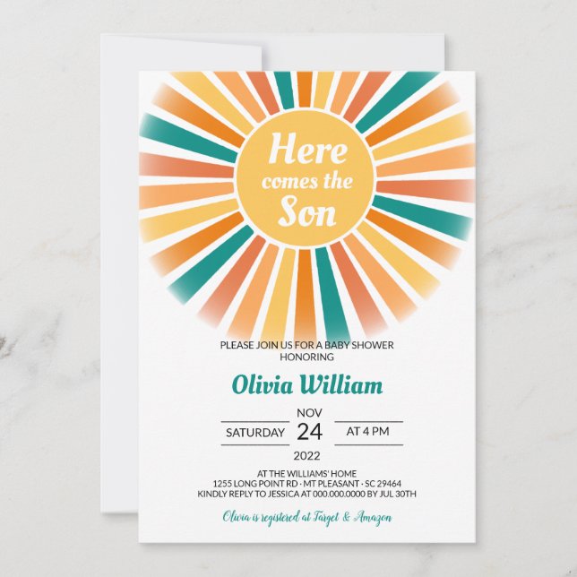 Invitation Voici le Baby shower du Fils (Devant)