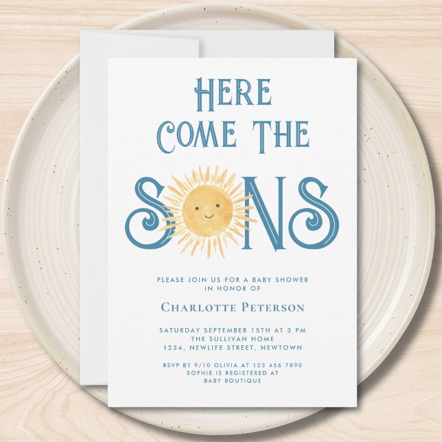 Invitation Voici le Baby shower du garçon jumeau Sons (Créateur téléchargé)
