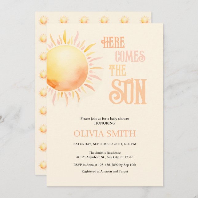 Invitation Voici Le Baby shower Fils (Devant / Derrière)