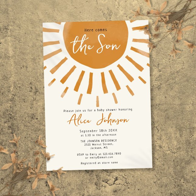 Invitation Voici Le Baby shower Fils Boho Boy (Créateur téléchargé)