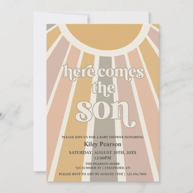 Invitation Voici Le Baby shower Fils Boy (Devant)