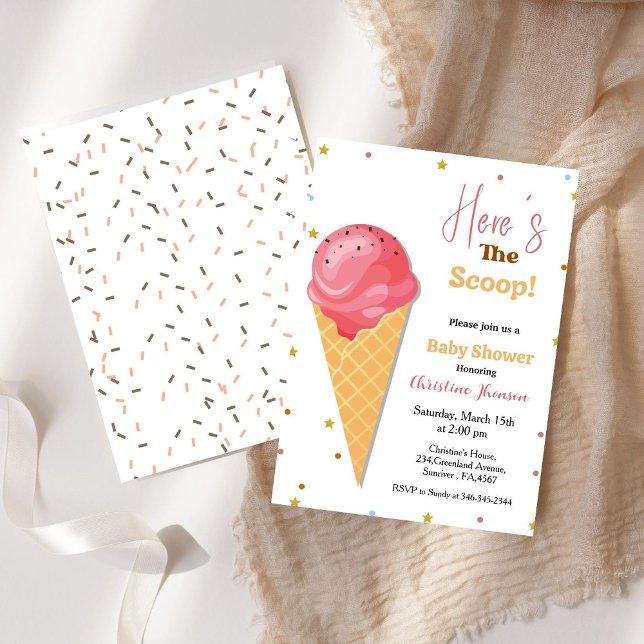 Invitation Voici le baby shower glacé scoop (Créateur téléchargé)