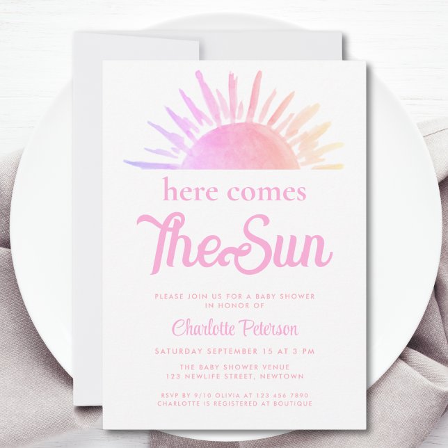 Invitation Voici Le Baby shower Rose Soleil (Créateur téléchargé)