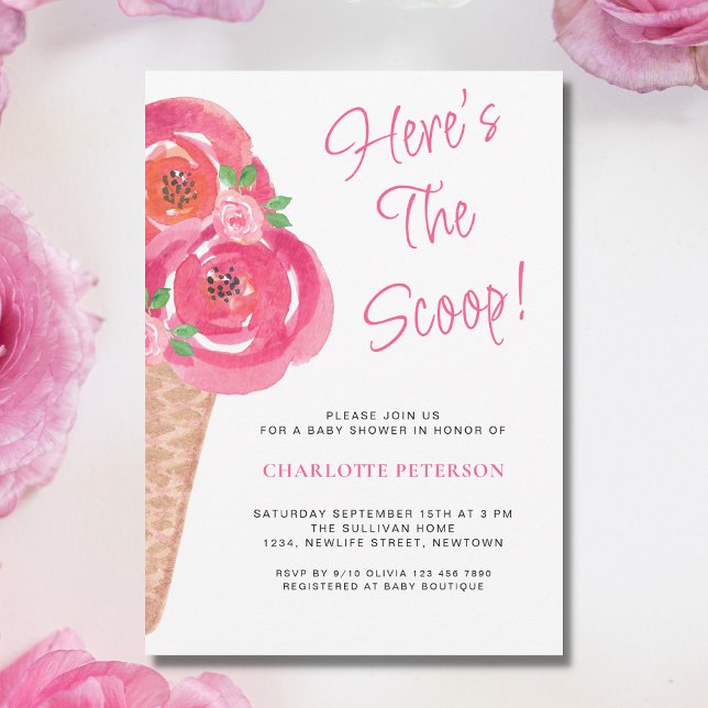 Invitation Voici le Baby shower Scoop Girls (Créateur téléchargé)
